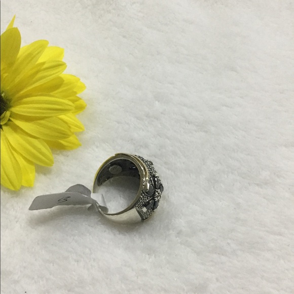 NEW 925 S.S, 10k Gold, Black and Clear CZ Ring 8 - Picture 3 of 4